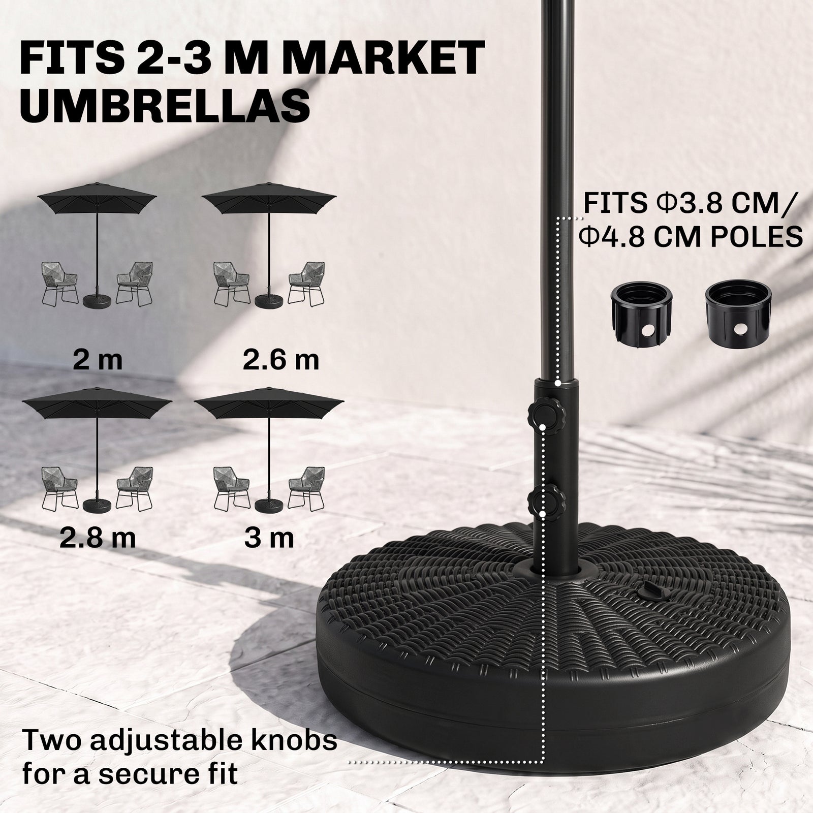 Outsunny 29kg Water/Sand Filled Rattan-Effect Parasol Base