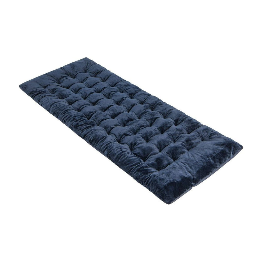 Outdoor Camping Cot Pads in blue, a quilted sleeping pad with a plush velvet texture