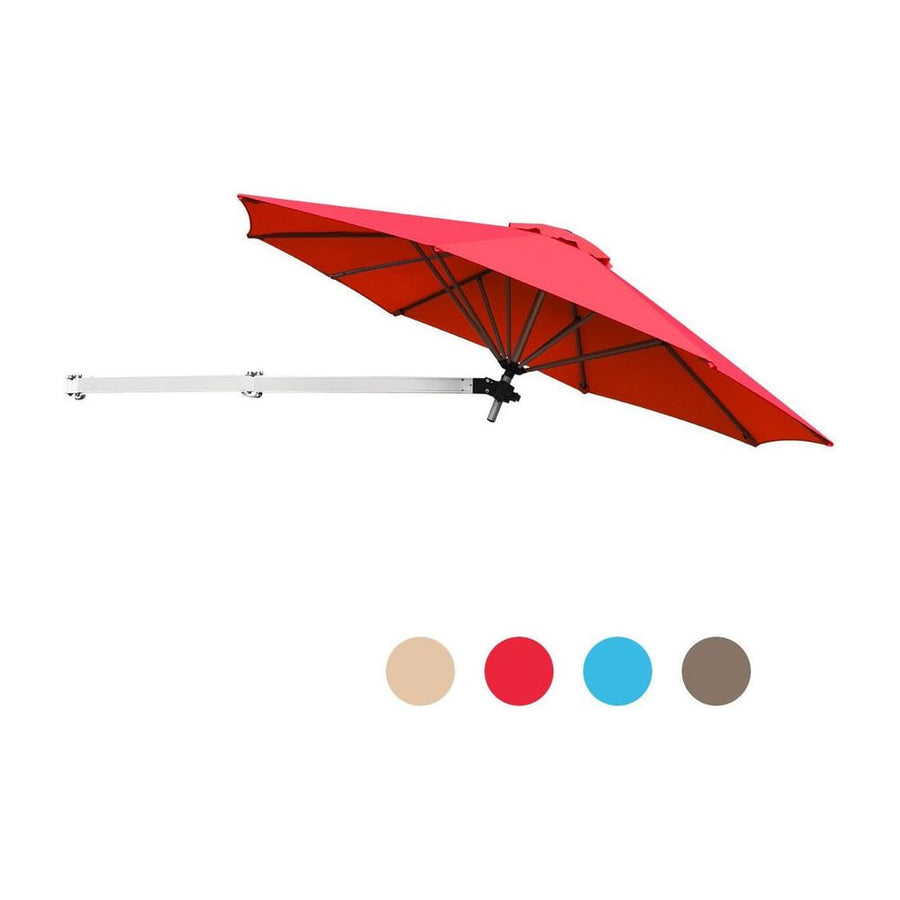 Outdoor Tilting Sunshade Umbrella with Large Shading Area in burgundy red, with colour swatches below
