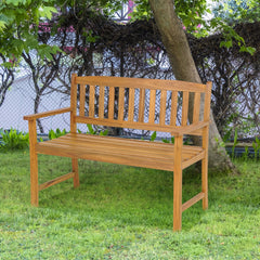 2-Person Outdoor Bench with Ergonomic Backrest and Armrests