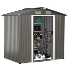 6 x 4 Feet Outdoor Metal Storage Shed with Ventilation Sliding Doors-Grey