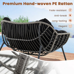 Outdoor Rocking Chair with Thick and Removable Cushion-Black