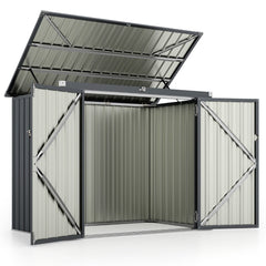 Outdoor Trash Can Storage Shed with Double Openings-Grey
