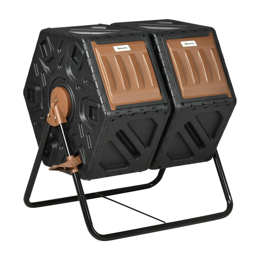 Outsunny 130L Double Chamber Composter - Black