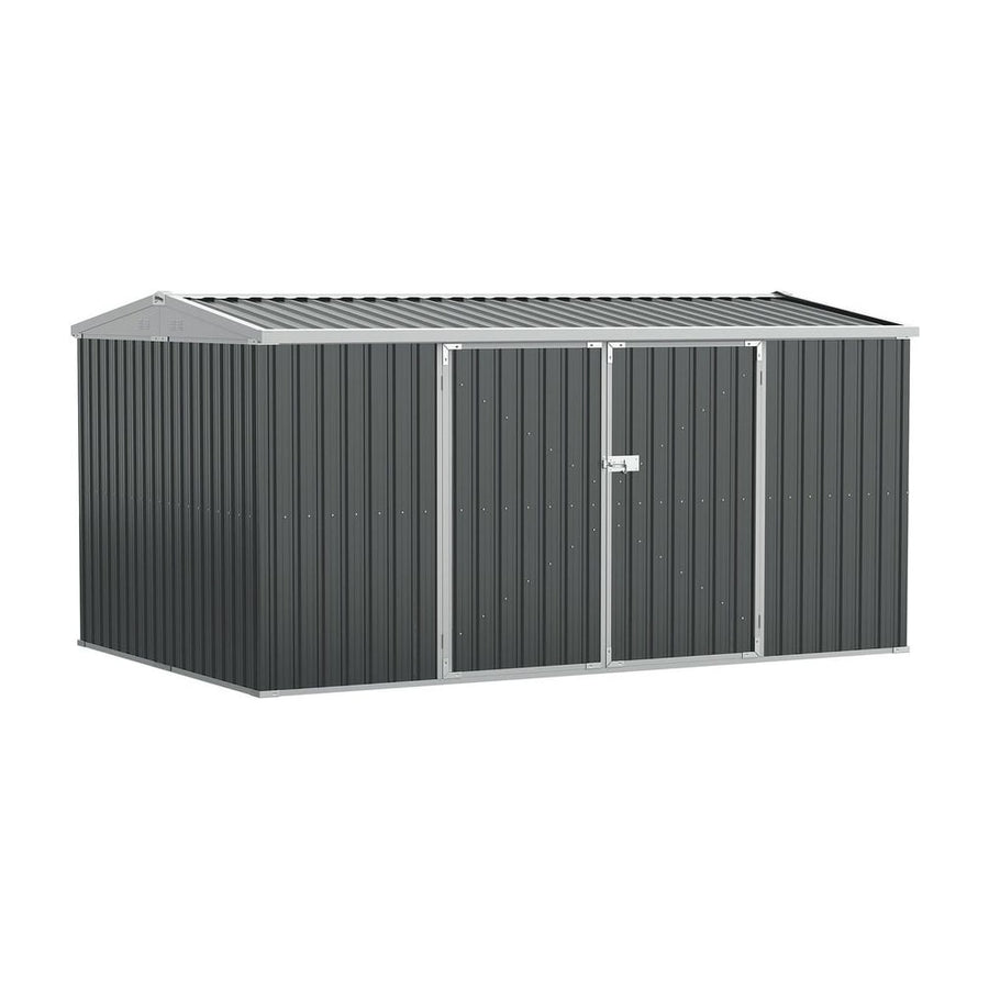Outsunny 14 x 8ft Outdoor Garden Metal Storage Shed with Lockable Door, Tool Storage Box for Garden, Patio and Lawn, Grey