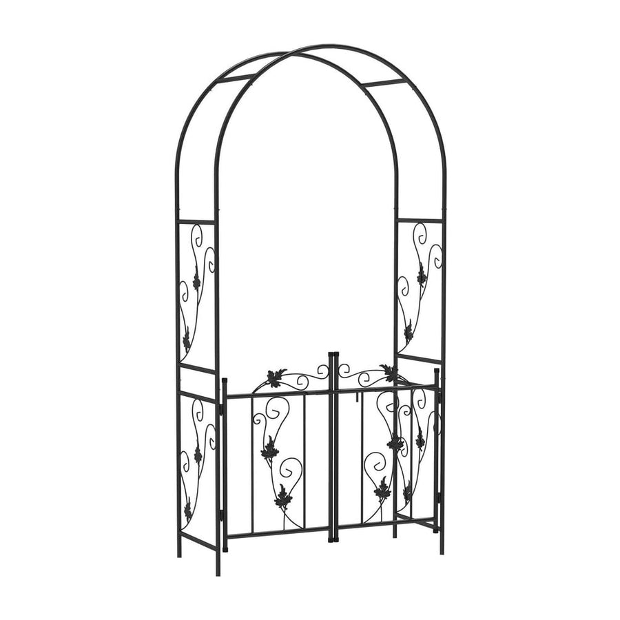 Outsunny 2.17m Steel Garden Arch with Gate, Wedding Arch for Outdoor, Garden, 107W x 45D x 217H cm Black