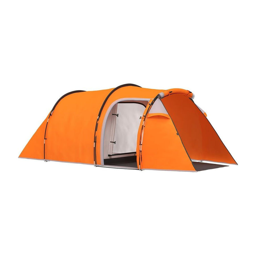 Outsunny 2-3 Man Tunnel Tents w/ Vestibule Camping Tent Porch Air Vents Weather-Resistant Shelter, Orange