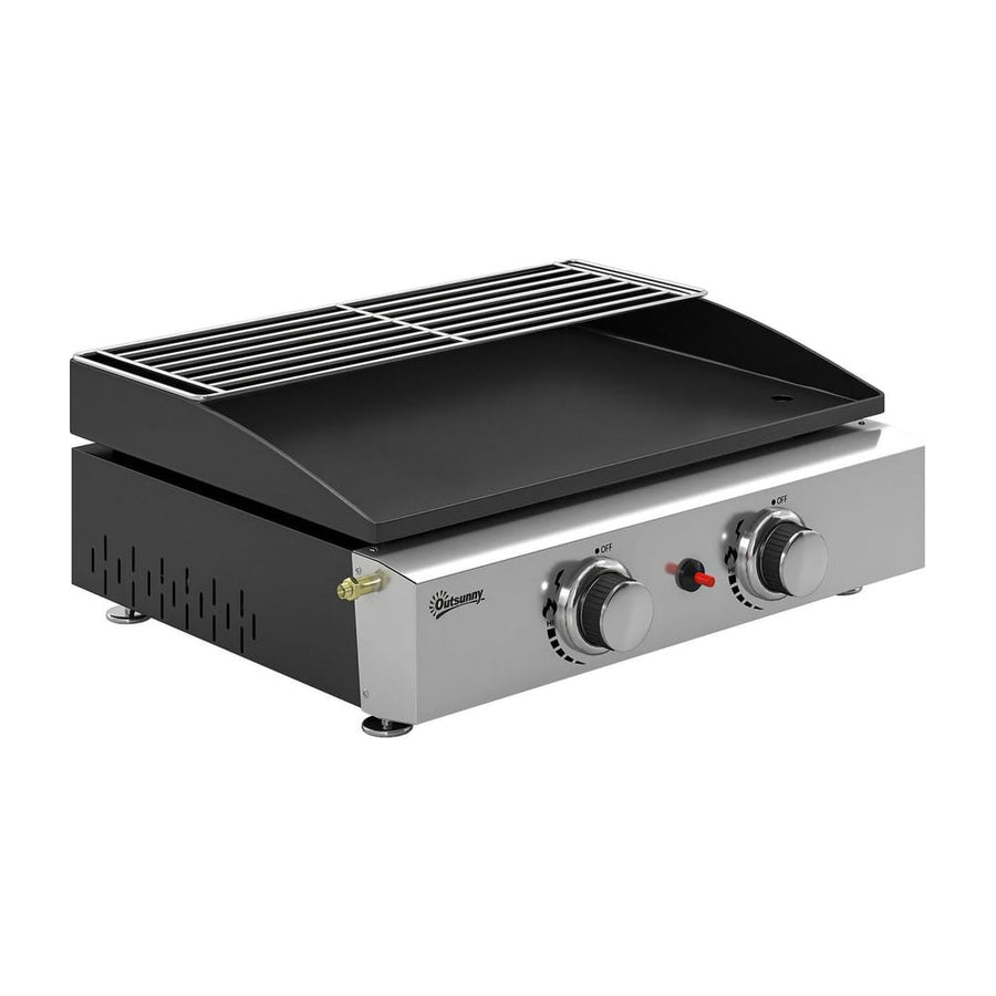 Outsunny 2 Burner Grill Griddle in Black