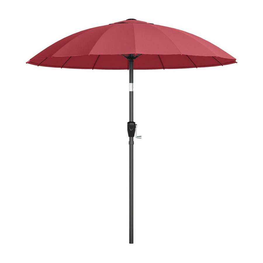 Outsunny 2 m Shanghai Garden Parasol Umbrella with 16 Fibreglass Ribs, Outdoor Parasol Sun Shade with Crank & Tilt, Wine Red