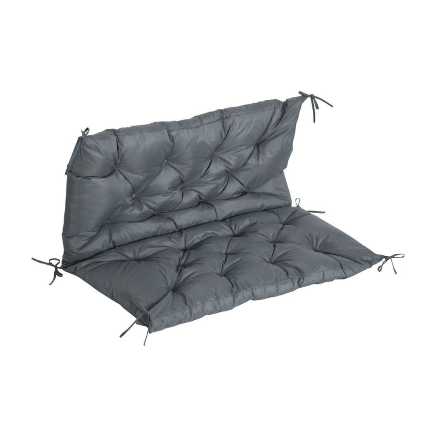 Outsunny 2 Seater Bench Cushion, Garden Chair Cushion with Back and Ties for Indoor and Outdoor Use, 98 x 100 cm, Dark Grey
