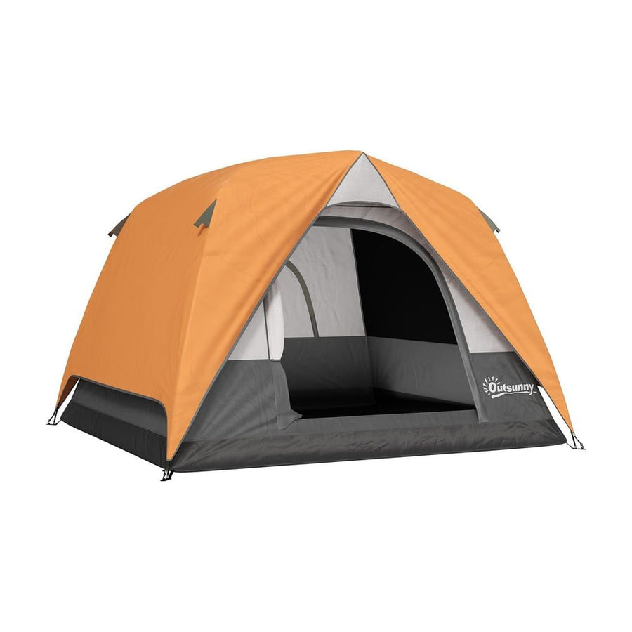 Outsunny 3-4 Person Camping Tent, Easy Set Up Waterproof Dome Tent with Sewn-in Groundsheet, Mesh Windows, Pocket and Hook