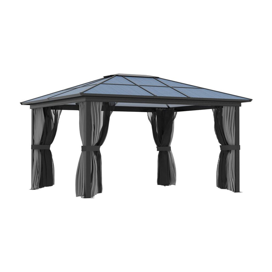 Outsunny 3.6 x 4m Hardtop Gazebo Canopy with Polycarbonate Roof, Aluminium Frame, Permanent Pavilion Garden Gazebo with