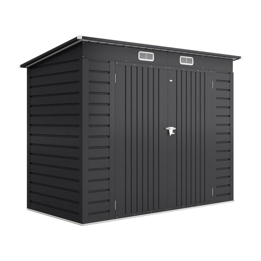 Outsunny 3.7 x 7.9ft Galvanised Steel Shed, with Latched Door and Padlock - Grey