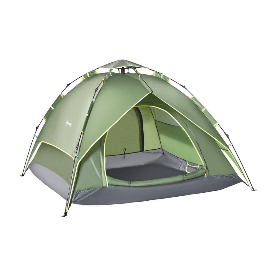 Outsunny 3 Man Camping Tent Automatic Pop Up Tent Portable Double Layer for Festival Hiking Family Travel Shelter