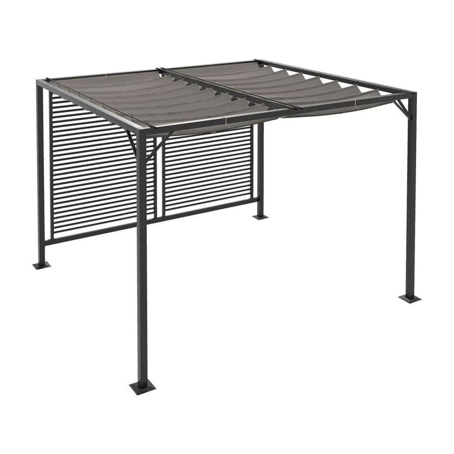 Outsunny 3 x 2.8m Metal Pergola, with Retractable Fabric Roof - Grey