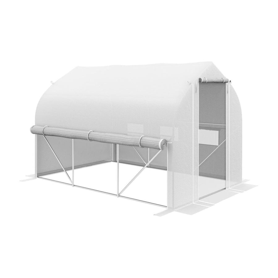 Outsunny 3 x 2(m) Walk-in Polytunnel Greenhouse, Zipped Roll Up Sidewalls, Mesh Door, 6 Mesh Windows, Tunnel Warm House Tent