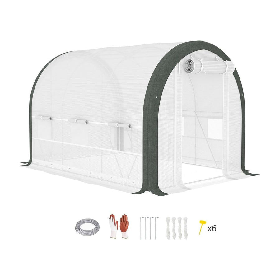 Outsunny 3 x 2(m) Walk-In Tunnel Greenhouse, with Accessories - White