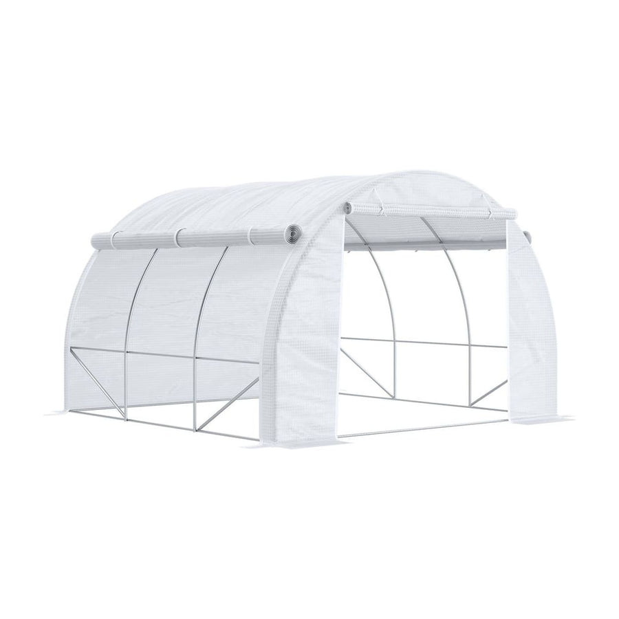 Outsunny 3 x 3 x 2 m Polytunnel Greenhouse with Roll-up Side Walls, Walk-in Grow House Tent with Steel Frame, Reinforced