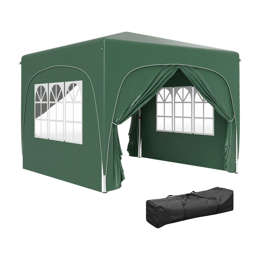 Outsunny 3 x 3m Pop-Up Gazebo Shelter, with Accessories - Dark Green