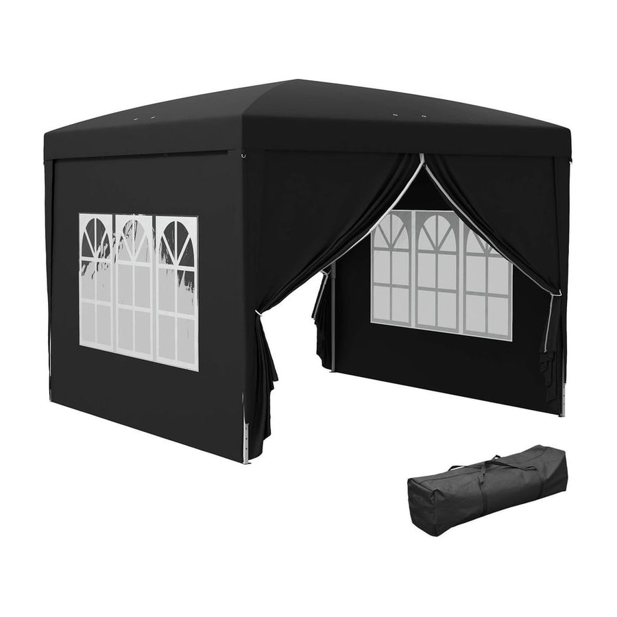 Outsunny 3 x 3(m) Pop Up Gazebo, Water and UV Resistant Party Tent Camping Canopy Marquee with Carry Bag, Black