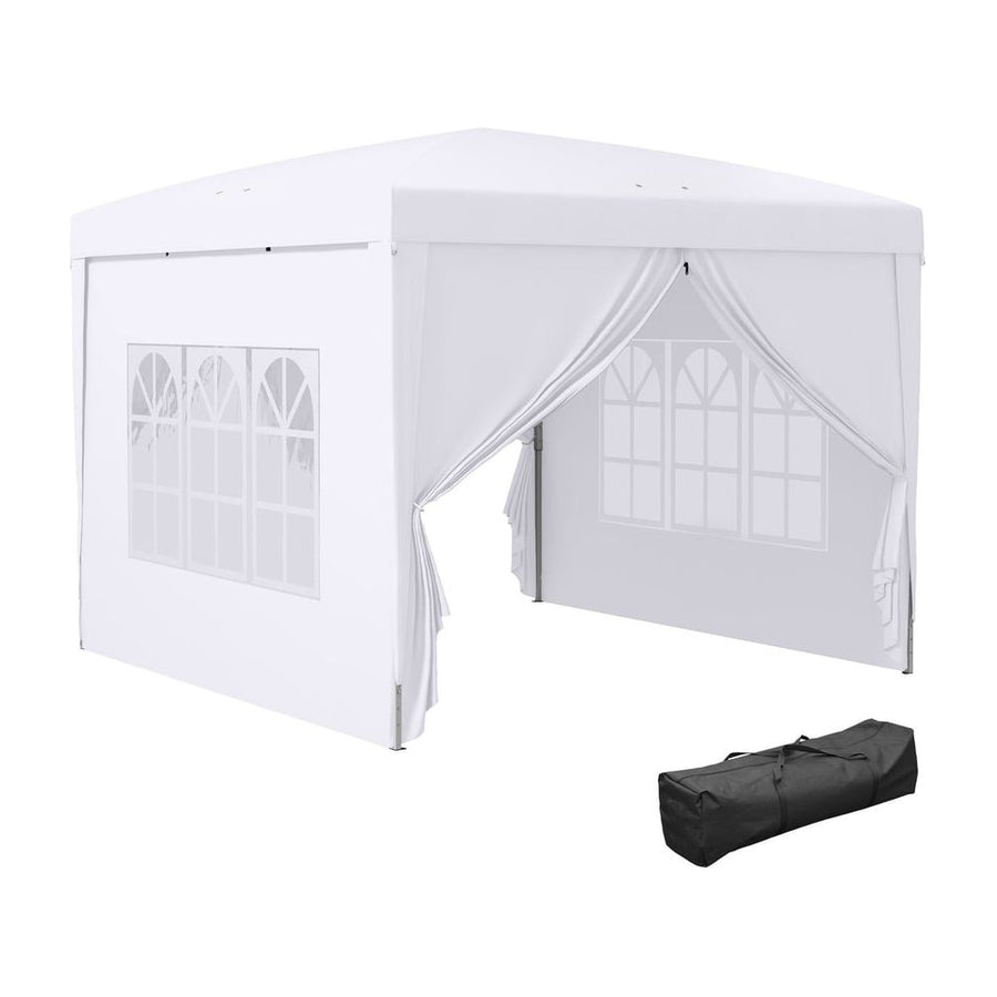 Outsunny 3 x 3m Pop Up Gazebo, Wedding Party Canopy Tent Marquee with Carry Bag and Windows, White