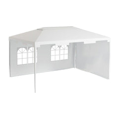 Outsunny 3 x 4 m Garden Gazebo Shelter Marquee Party Tent with 2 Sidewalls for Patio Yard Outdoor - White