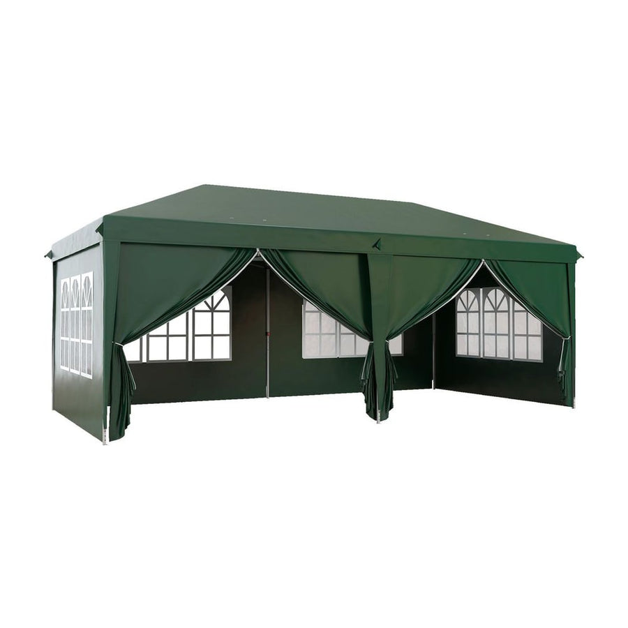 Outsunny 3 x 6m Pop-Up Gazebo, with Curtain Walls and Windows - Dark Green