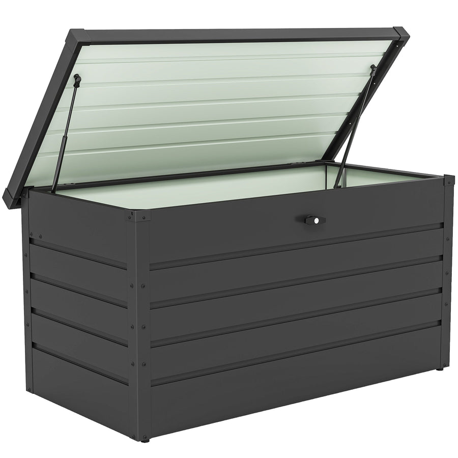 Outsunny 311L Galvanised Steel Garden Storage Box - Dark Grey