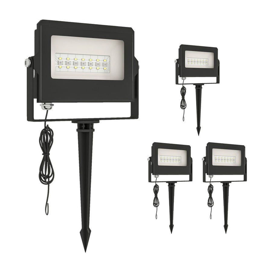 Outsunny 32W LED Floodlights, Linkable 4-Pack Landscape Lighting with Remote Control, RGB Colour Changing, UK Plug, Black