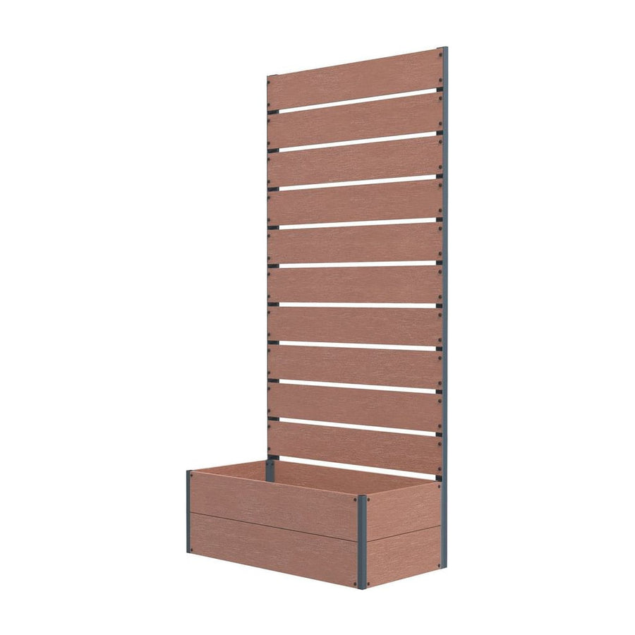 Outsunny 34 x 69.5cm Garden Planter Box, with Back Trellis, Brown