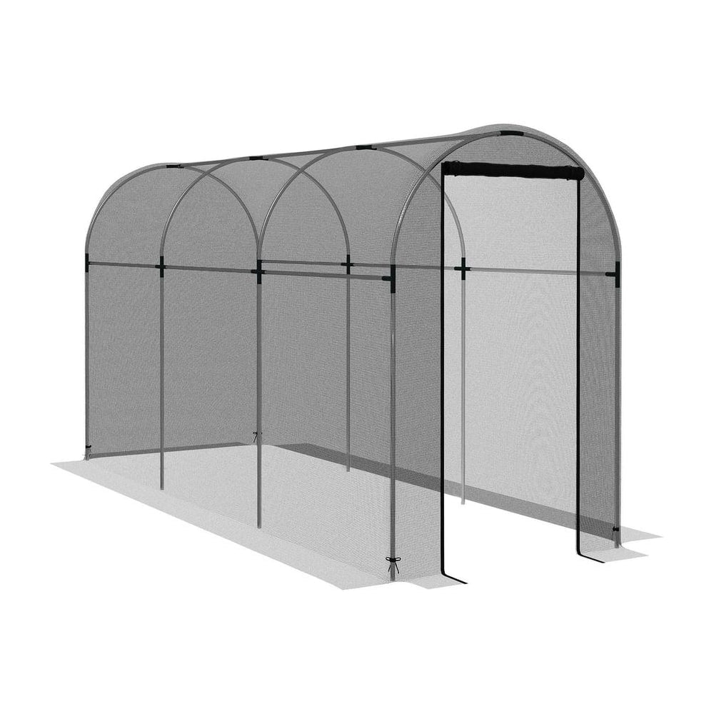 Outsunny 360 x 120cm Galvanised Steel Fruit Cage, Plant Protection Tent with Zipped Door, Black