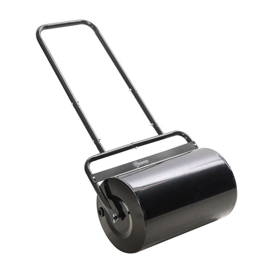 Outsunny 38L Fillable Cylinder Steel Lawn Roller - Black