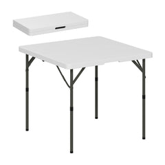 Outsunny 34/74cm Folding Camping Table, white, shown folded and unfolded
