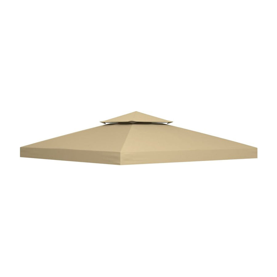 Outsunny 3(m) Gazebo Top Cover Double Tier Canopy Replacement Pavilion Roof Deep Beige