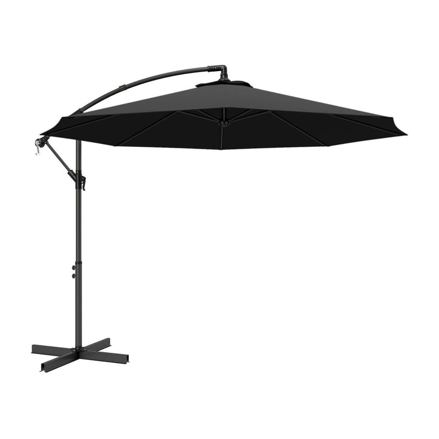 Outsunny 3m Overhanging Cantilever Parasol, with Cross Base - Black