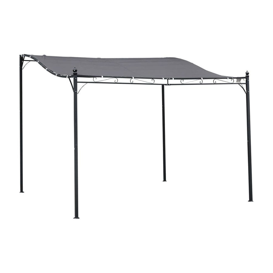 Outsunny 3x3m Metal Pergola with Canopy Garden Awning for Garden Parties, Grey