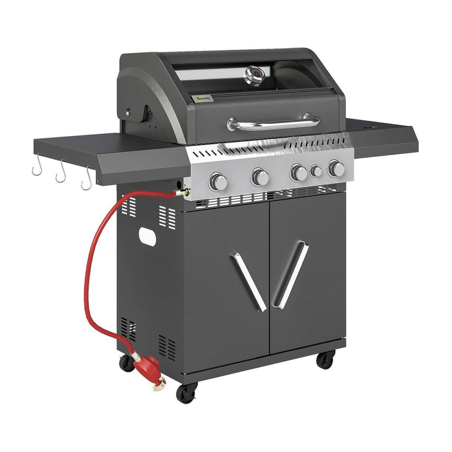 Outsunny 4+1 Burner Gas BBQ Grill in Black