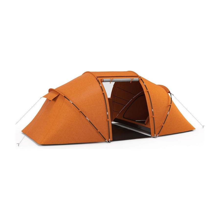 Outsunny 4-6 Man Camping Tent with Living Area and 2 Bedrooms, Hiking Sun Shelter, UV Protection Tunnel Tent, Orange