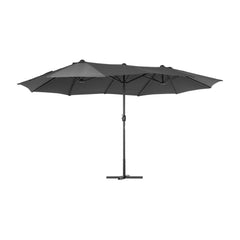 Outsunny 4.6M Sun Umbrella Canopy in grey with a cross base on a plain white background