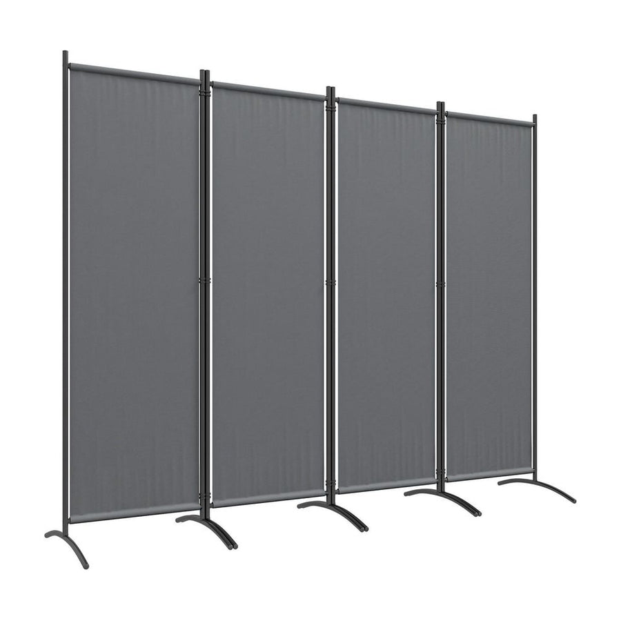 Outsunny 4 Panel Folding Room Divider, 1.7m Privacy Screen with Wide Feet, Portable Freestanding Metal Partition Separator