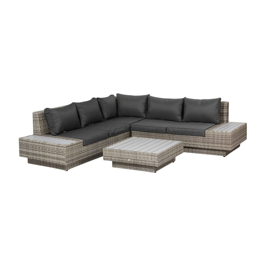Outsunny 4 PCs Rattan Garden Furniture Outdoor Sectional Corner Sofa and Coffee Table Set Conservatory Wicker Weave Furniture