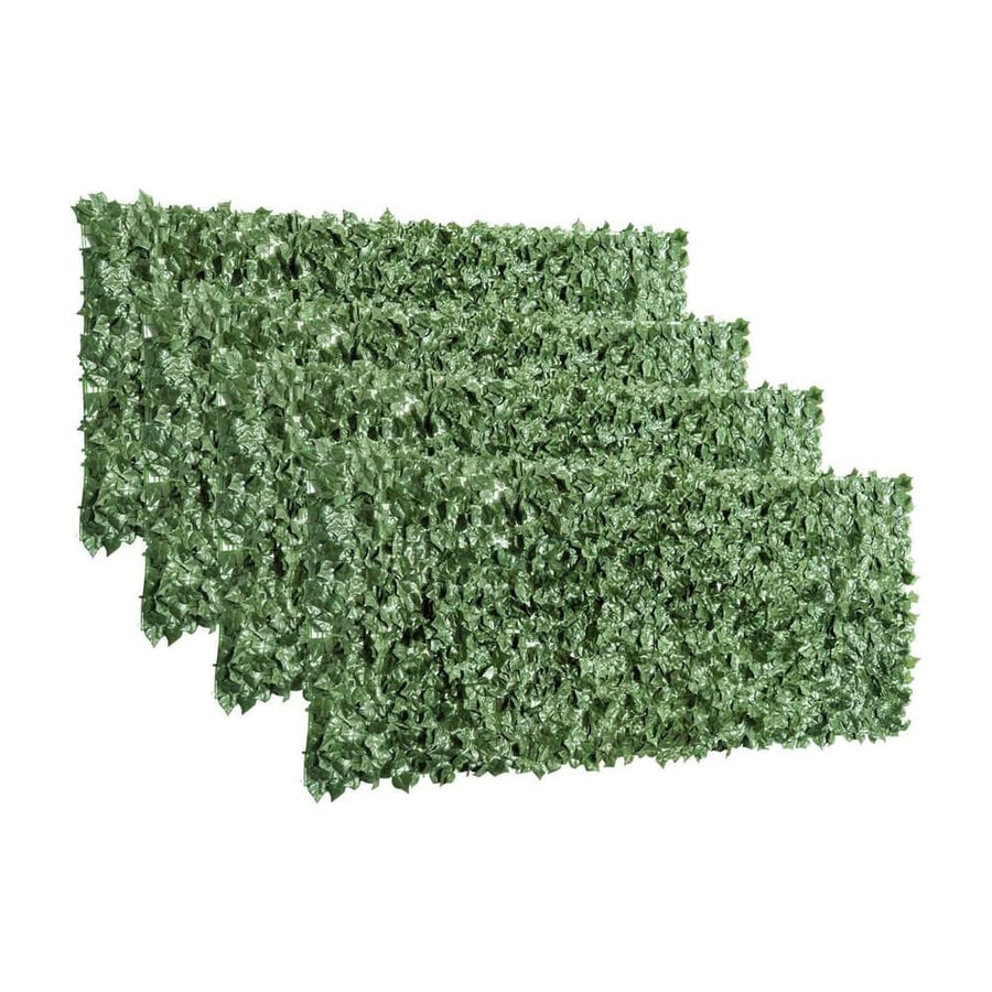 Outsunny 4-Piece Artificial Leaf Hedge Screen Privacy Fence Panel for Garden Outdoor Indoor Decor, Dark Green, 2.4M x 1M