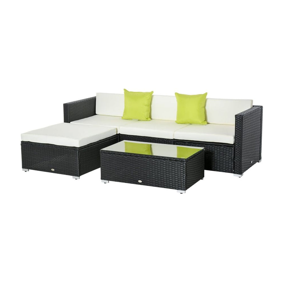 Outsunny White Rattan Garden Furniture 4-Seater Outdoor Sofa Set with Coffee Table - White