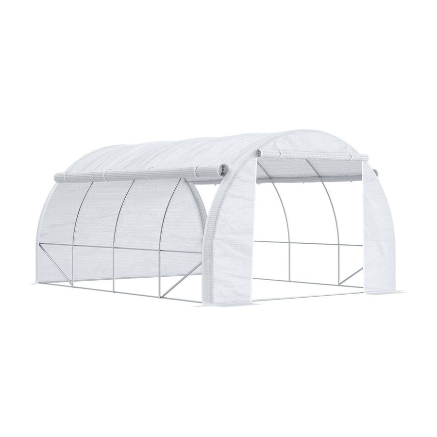 Outsunny 4 x 3 x 2 m Polytunnel Greenhouse with Roll-up Side Walls, Walk-in Grow House Tent with Steel Frame, Reinforced