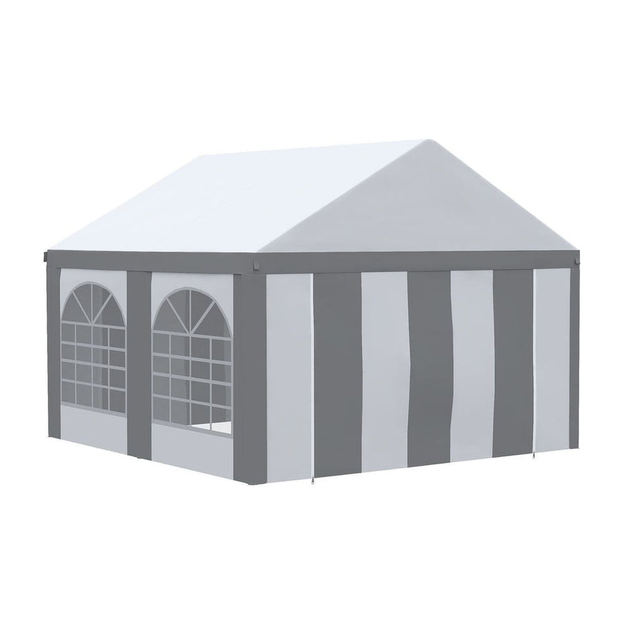Outsunny 4m x 4m Marquee Gazebo with Sides, Level 6 Wind Protection & Waterproof, Light Grey