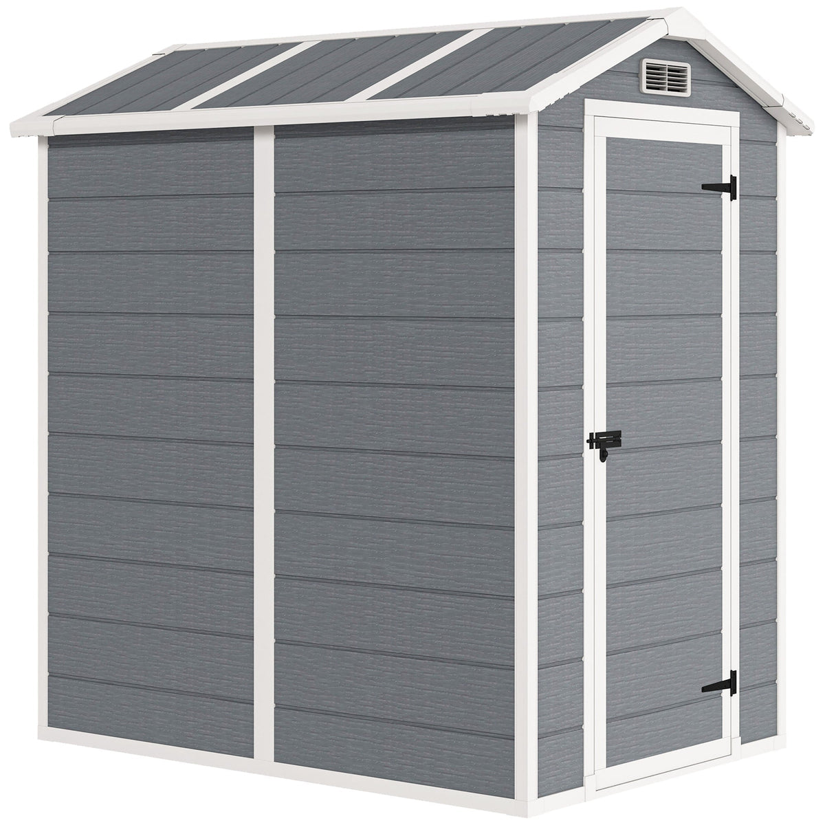 Outsunny 4 x 6ft Garden Shed, Plastic Shed with Floor, Window, Lockable Door and Vents, Resin Tool Shed for Outdoor Patio