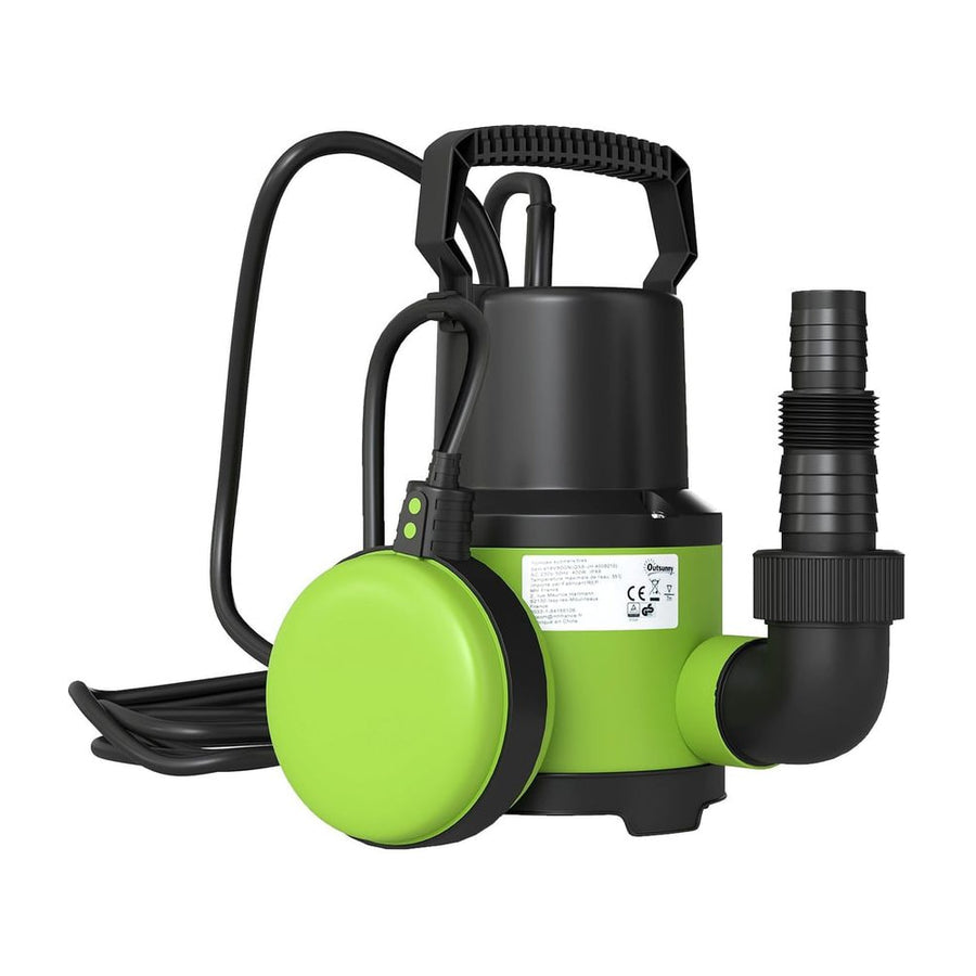 Outsunny 400W Submersible Water Pump for Dirty/Clean Water, 9000L/H Electric Sump Pump with Float Switch, Drain Water from