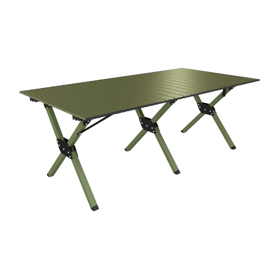 Outsunny 4ft Folding Camping Table, Waterproof Picnic Table with Roll Up Top and Metal Frame, Green