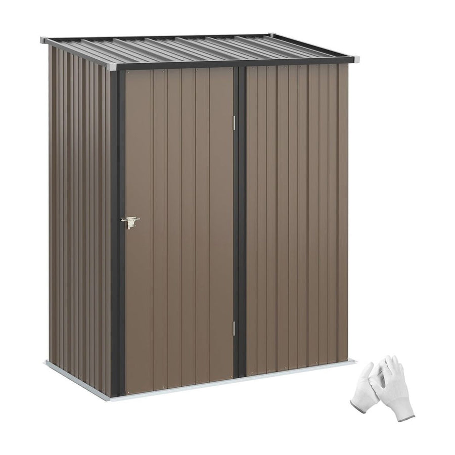 Outsunny 5.3 x 3.1ft Corrugated Steel Garden Shed - Brown