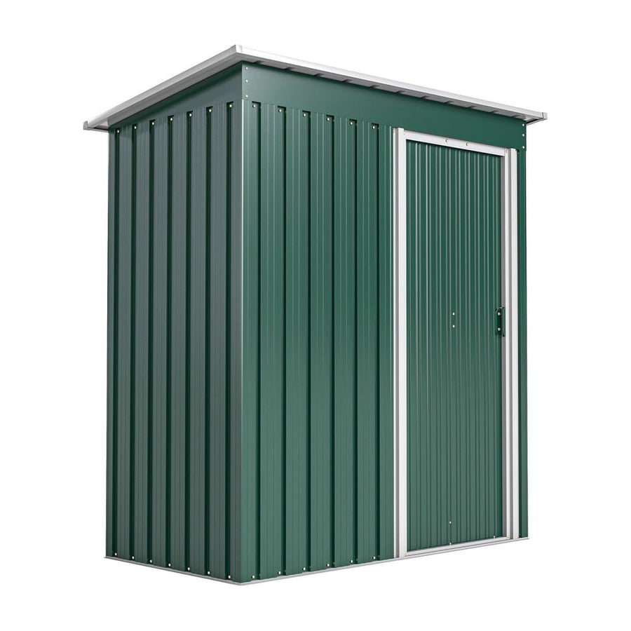 Outsunny 5 x 3ft Garden Storage Shed with Sliding Door and Sloped Roof Outdoor Equipment Tool, Green